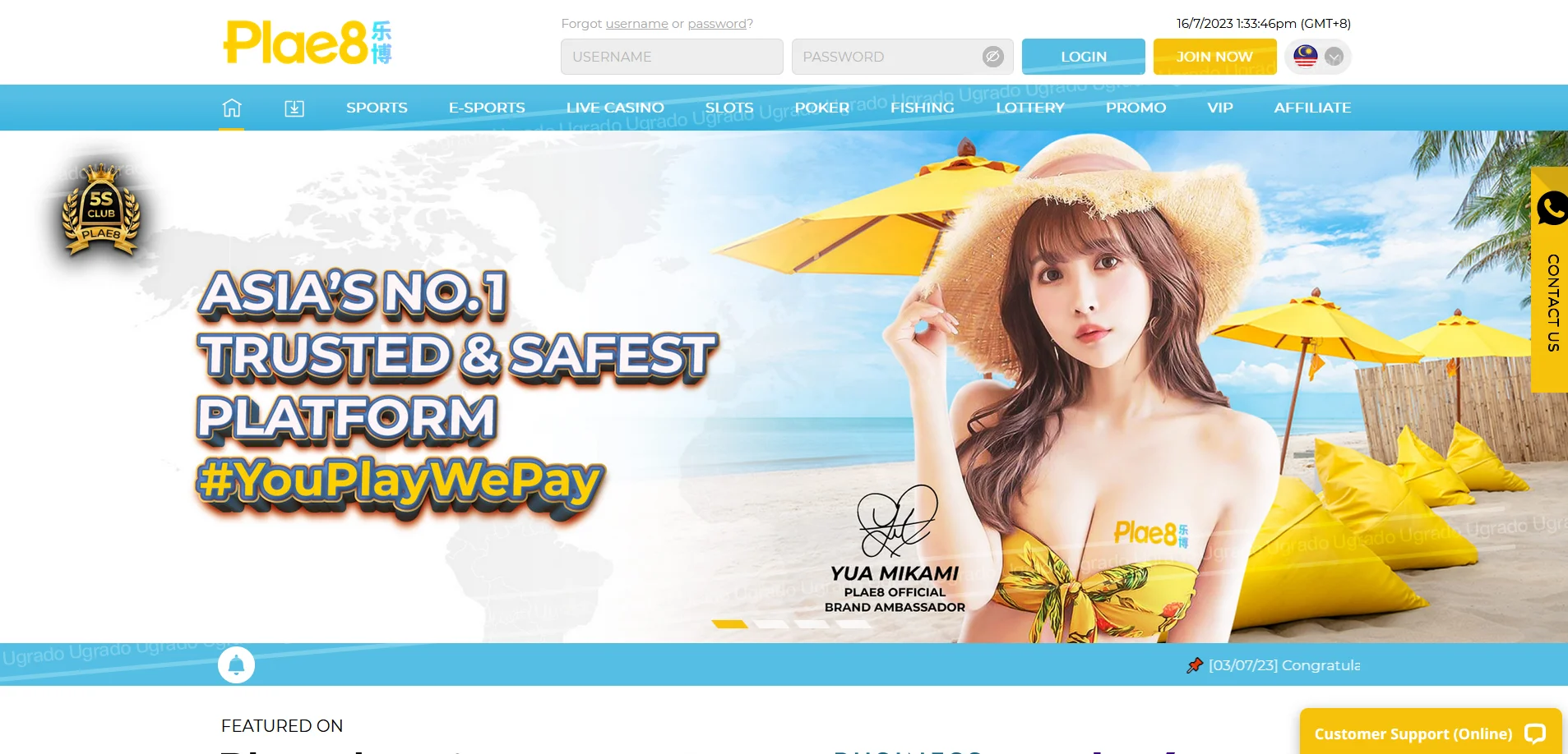 plae8 online casino in Malaysia