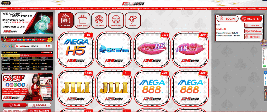 125 win online casino