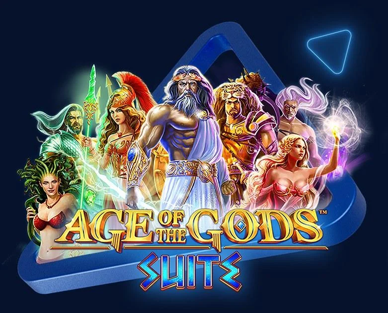 Age of the Gods slot series artwork by Playtech with Zeus and the other Greek gods