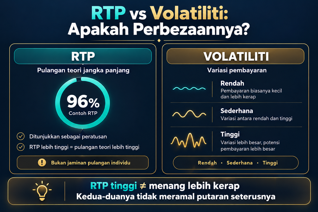 Perbezaan RTP dan volatiliti dalam slot
