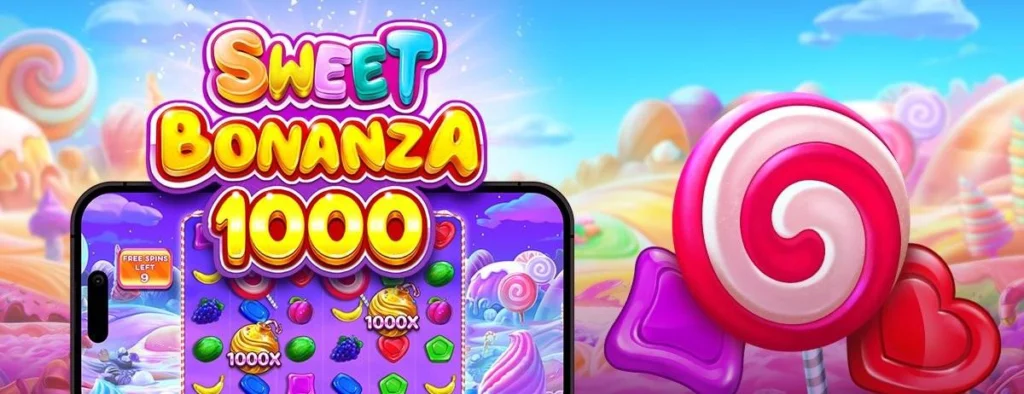 Sweet Bonanza 1000 artwork with two 1,000x candy bombs